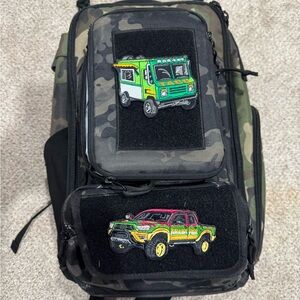 Camouflage Kids Backpack with Embroidered Vehicles